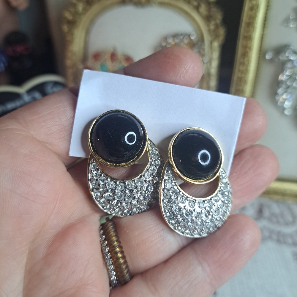 Elegant Black and Silver Vintage Butler Earrings